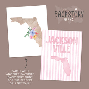 Jacksonville Florida Poster · Jacksonville Florida Pink Pastel Wall Art