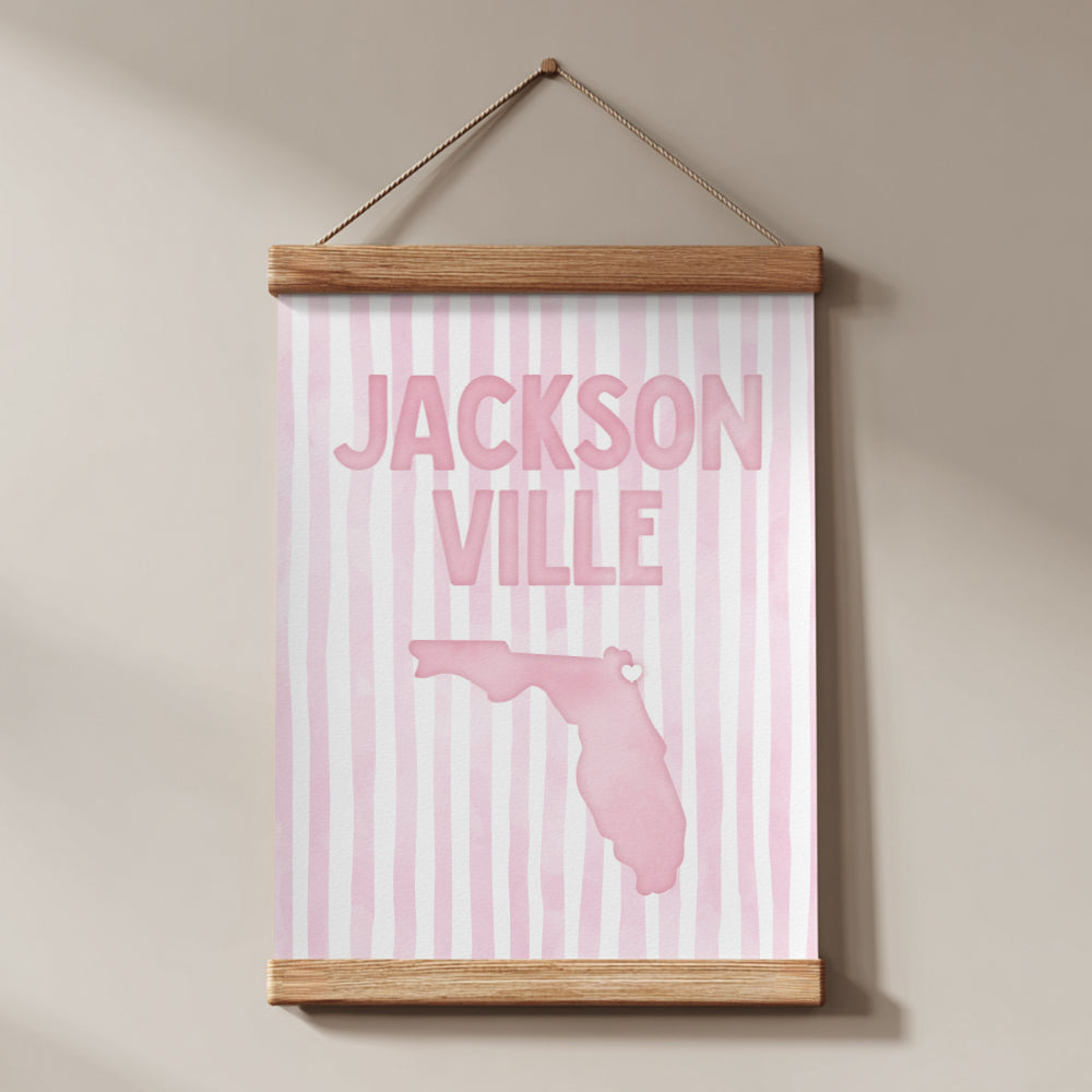 Jacksonville Florida Poster · Jacksonville Florida Pink Pastel Wall Art