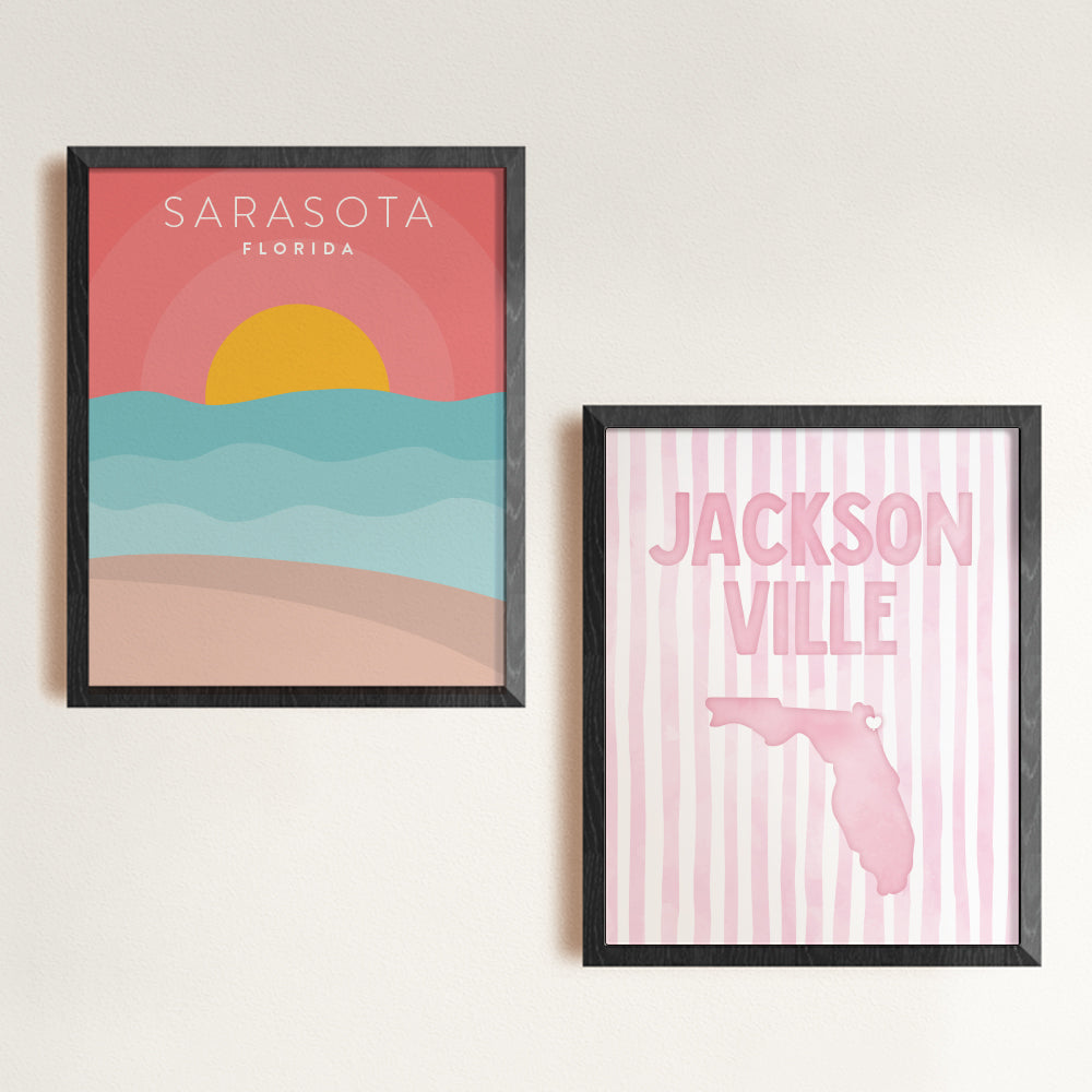 Jacksonville Florida Poster · Jacksonville Florida Pink Pastel Wall Art