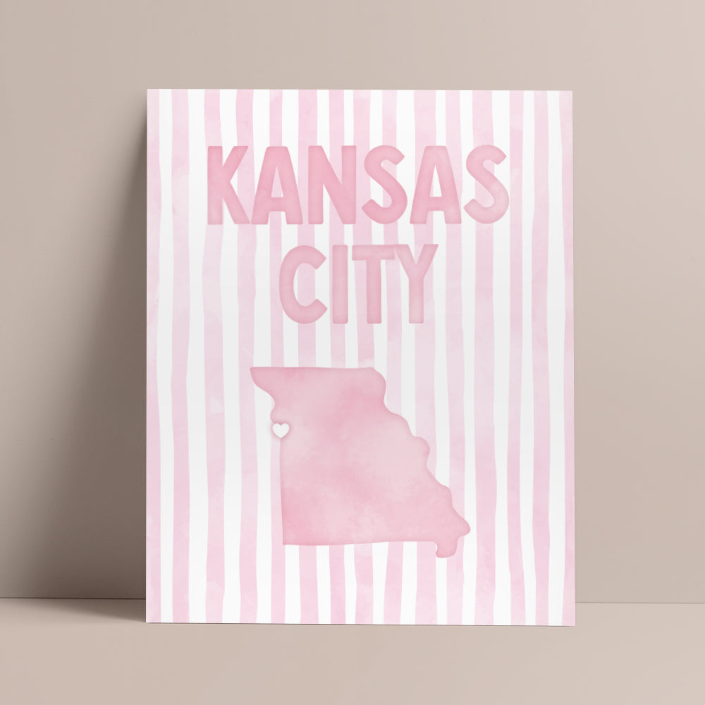 Kansas City Missouri Poster · Kansas City Pink Pastel Wall Art