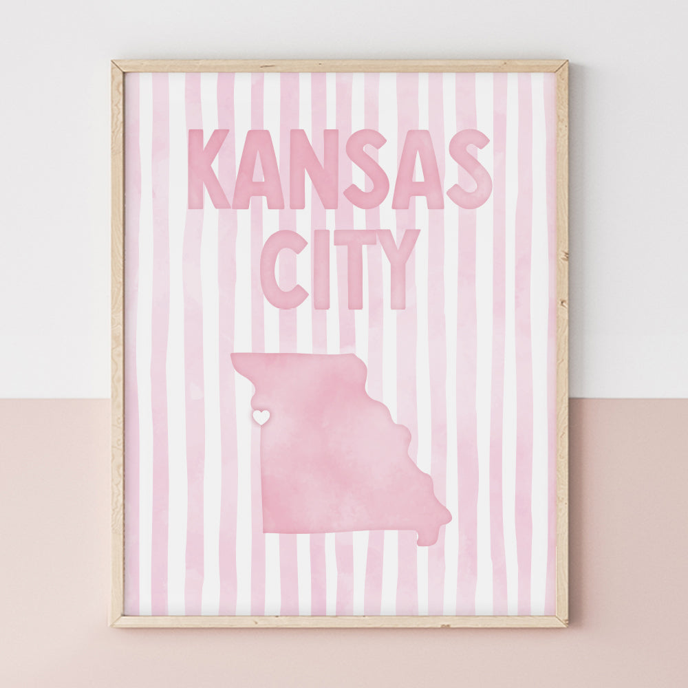 Kansas City Missouri Poster · Kansas City Pink Pastel Wall Art