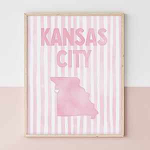 Kansas City Missouri Poster · Kansas City Pink Pastel Wall Art