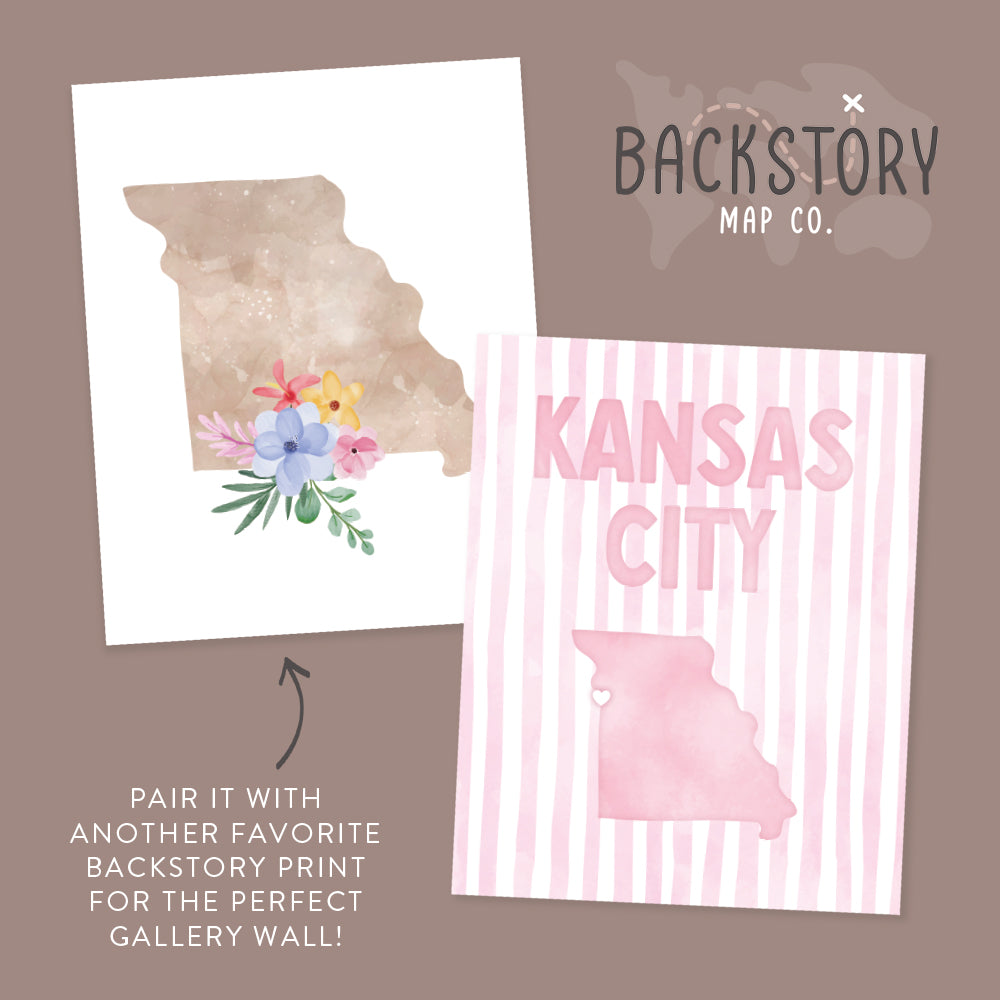 Kansas City Missouri Poster · Kansas City Pink Pastel Wall Art