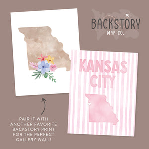 Kansas City Missouri Poster · Kansas City Pink Pastel Wall Art