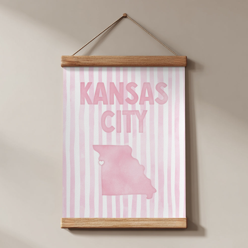 Kansas City Missouri Poster · Kansas City Pink Pastel Wall Art