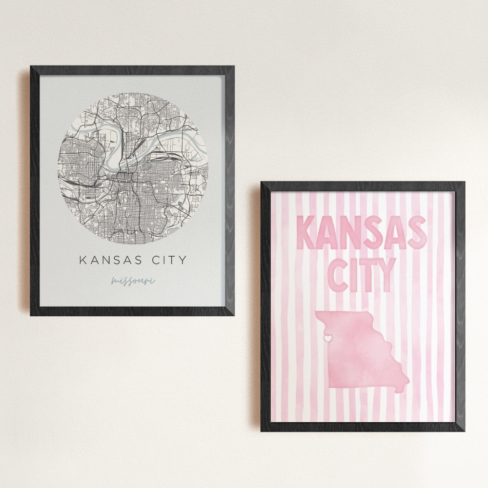Kansas City Missouri Poster · Kansas City Pink Pastel Wall Art