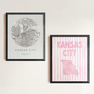 Kansas City Missouri Poster · Kansas City Pink Pastel Wall Art