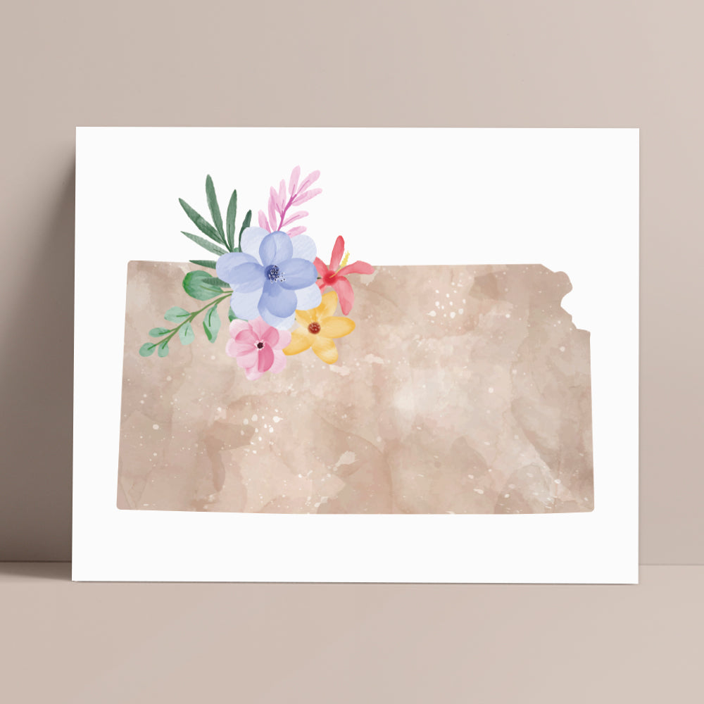 kansas map art print