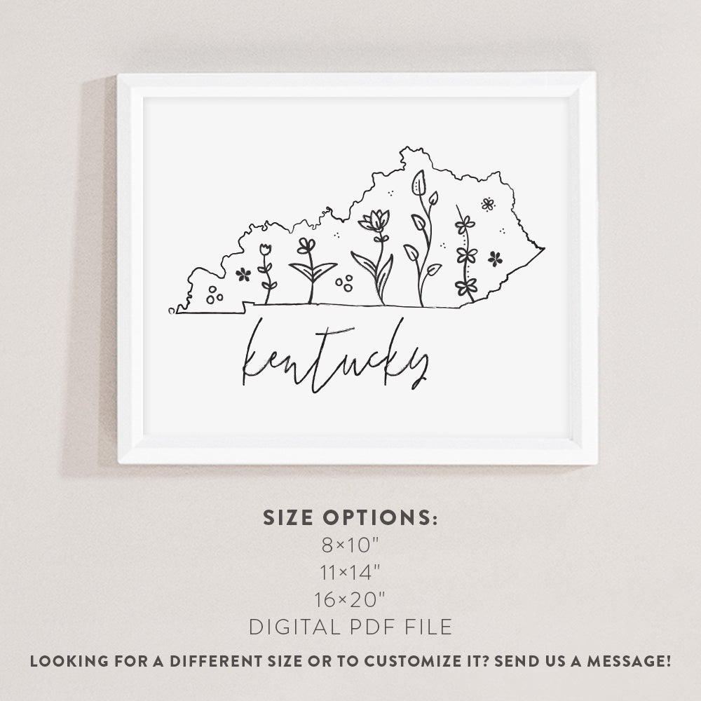kentucky floral map poster