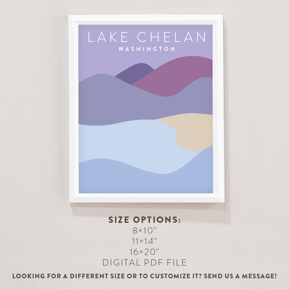 Lake Chelan, Washington Minimalist Wall Art