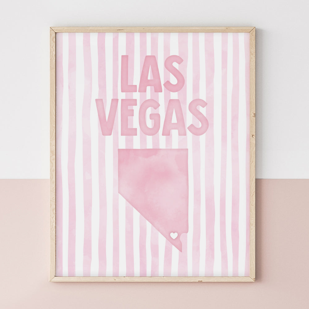 Las Vegas Nevada Poster · Las Vegas Pink Pastel Wall Art