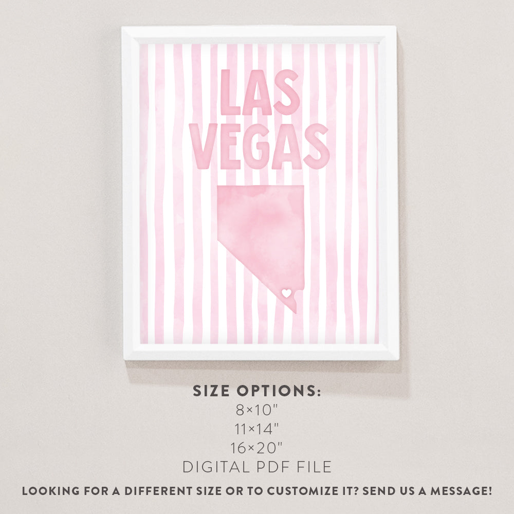 Las Vegas Nevada Poster · Las Vegas Pink Pastel Wall Art