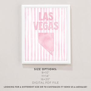 Las Vegas Nevada Poster · Las Vegas Pink Pastel Wall Art