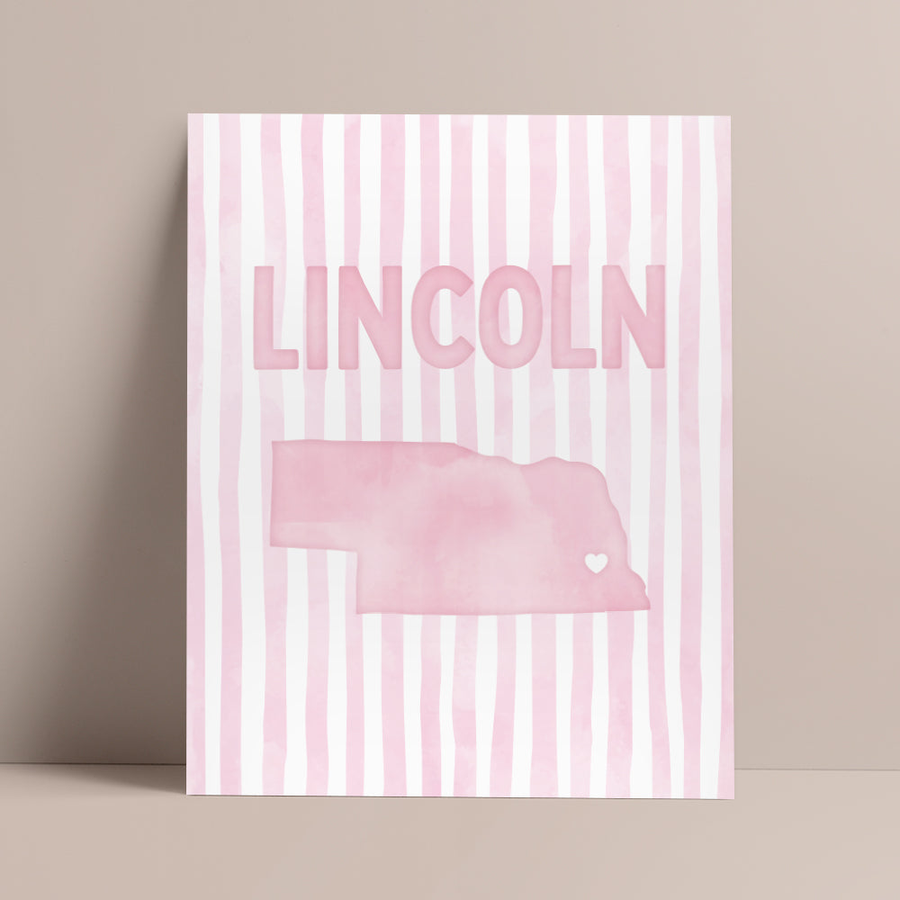Lincoln, Nebraska Pink Pastel Poster