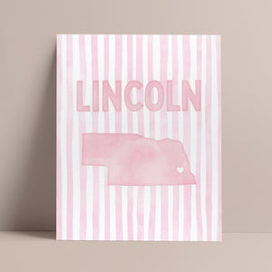 Lincoln, Nebraska Pink Pastel Poster