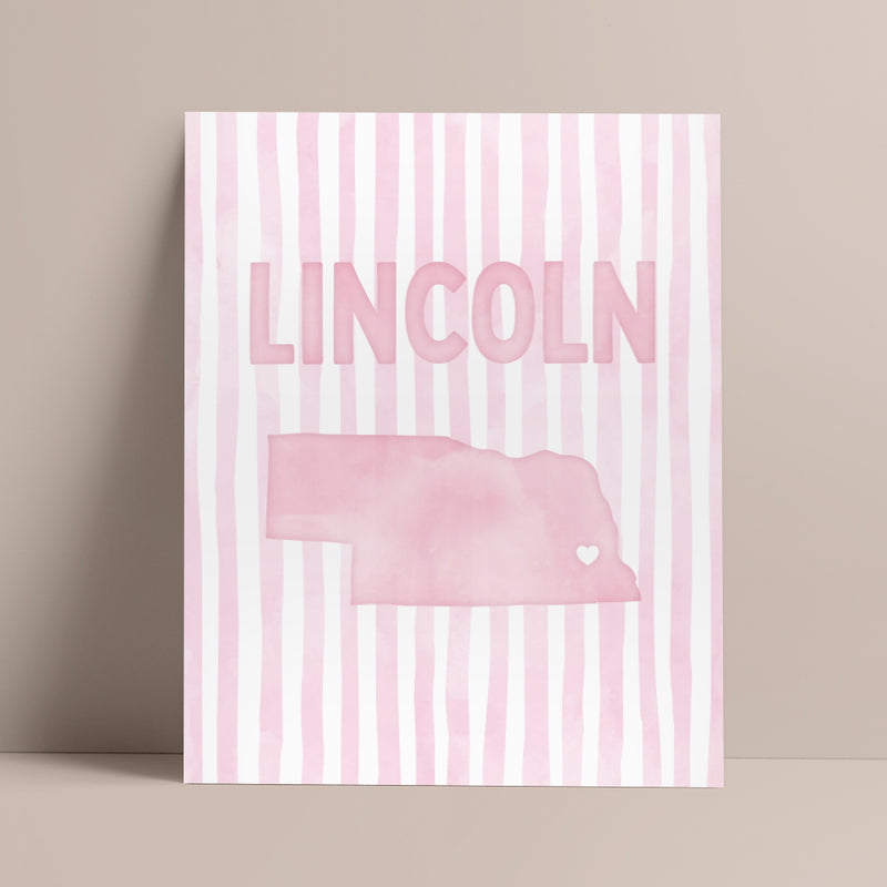Lincoln, Nebraska Pink Pastel Poster