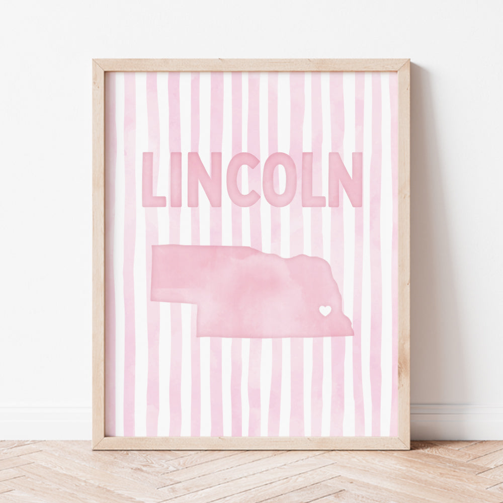 Lincoln, Nebraska Pink Pastel Poster