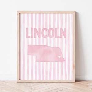 Lincoln, Nebraska Pink Pastel Poster
