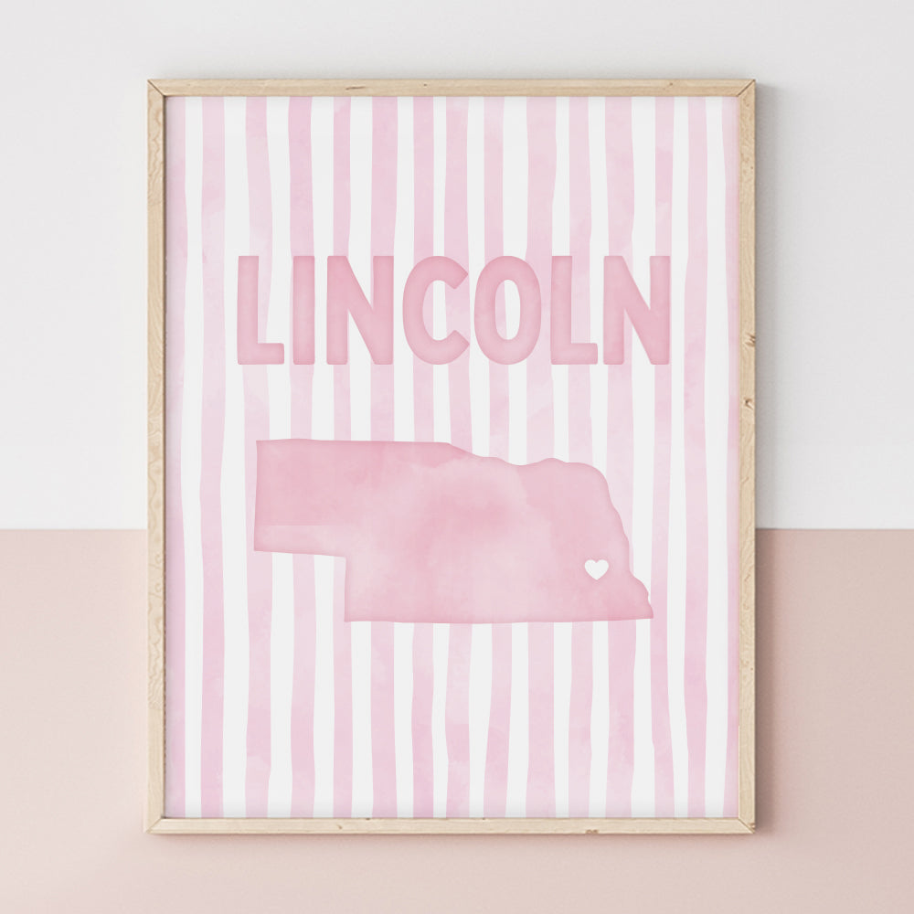 Lincoln, Nebraska Pink Pastel Poster