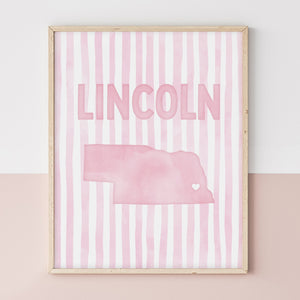 Lincoln, Nebraska Pink Pastel Poster