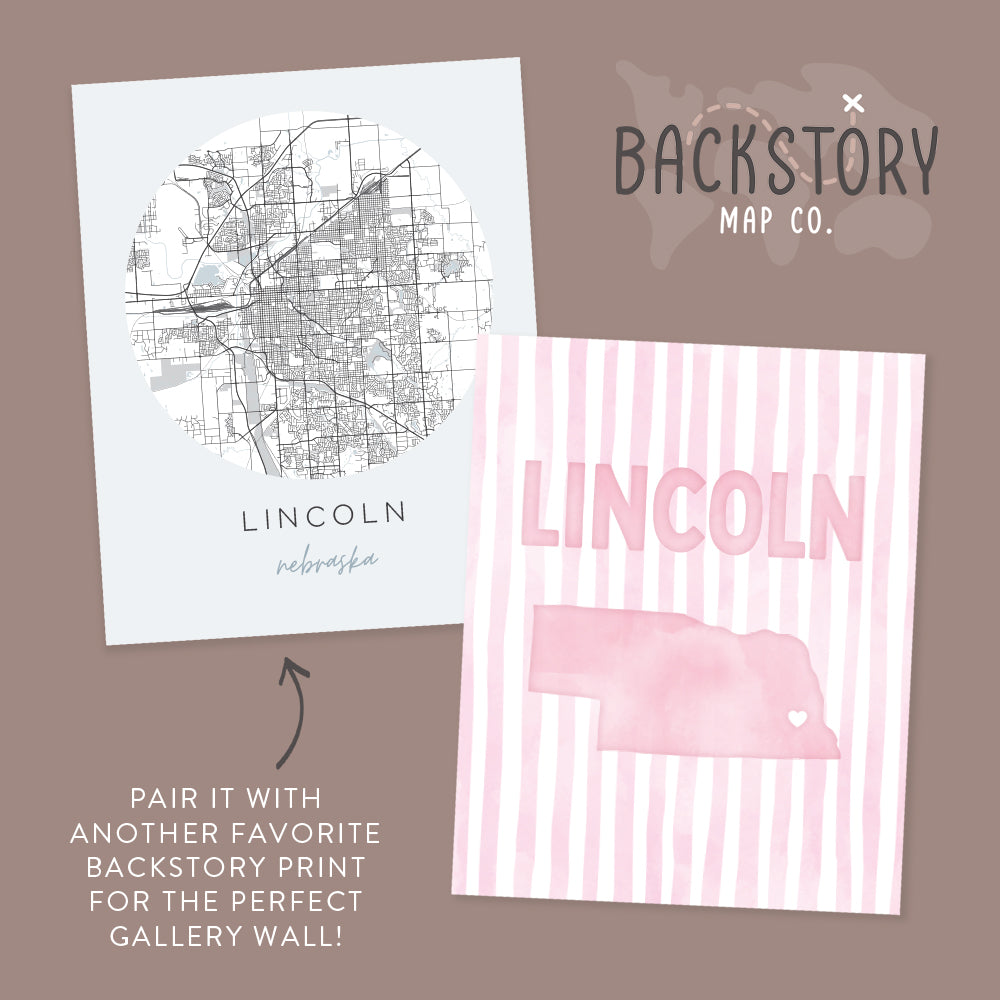 Lincoln, Nebraska Pink Pastel Poster