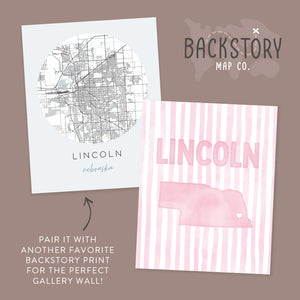 Lincoln, Nebraska Pink Pastel Poster