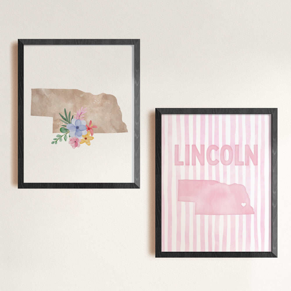 Lincoln, Nebraska Pink Pastel Poster