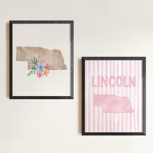 Lincoln, Nebraska Pink Pastel Poster