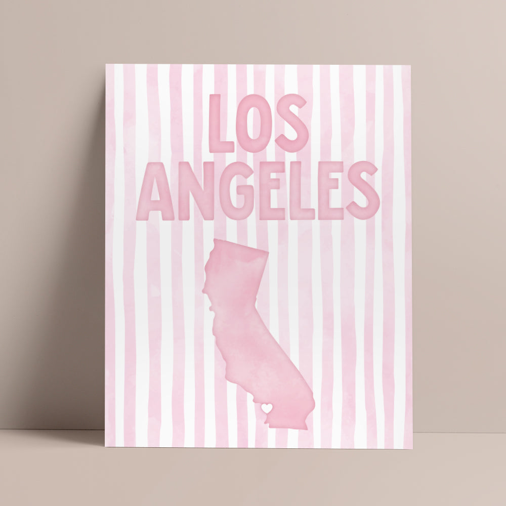 Los Angeles California Poster · Los Angeles Pink Pastel Wall Art