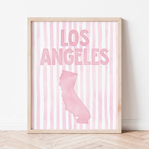 Los Angeles California Poster · Los Angeles Pink Pastel Wall Art