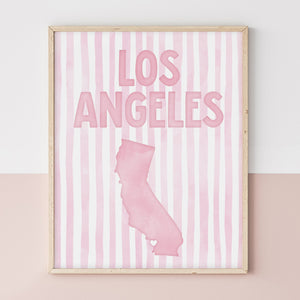 Los Angeles California Poster · Los Angeles Pink Pastel Wall Art