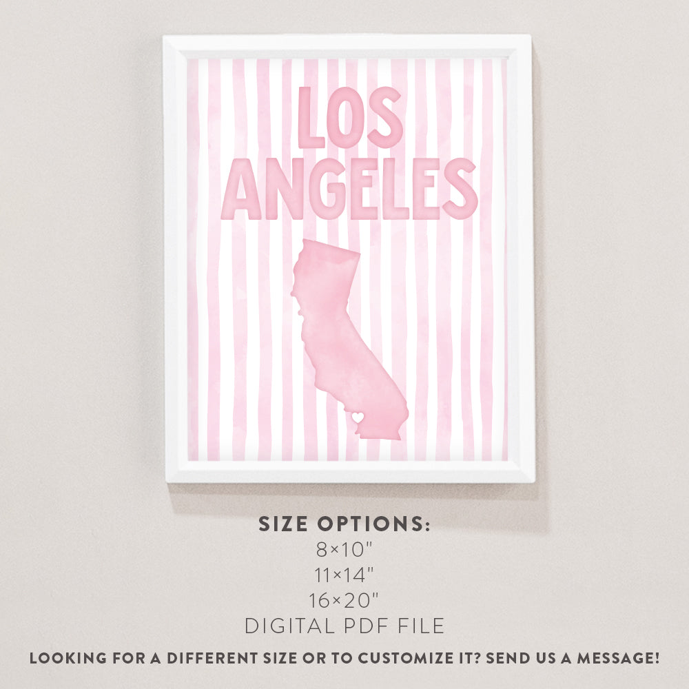 Los Angeles California Poster · Los Angeles Pink Pastel Wall Art