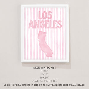 Los Angeles California Poster · Los Angeles Pink Pastel Wall Art