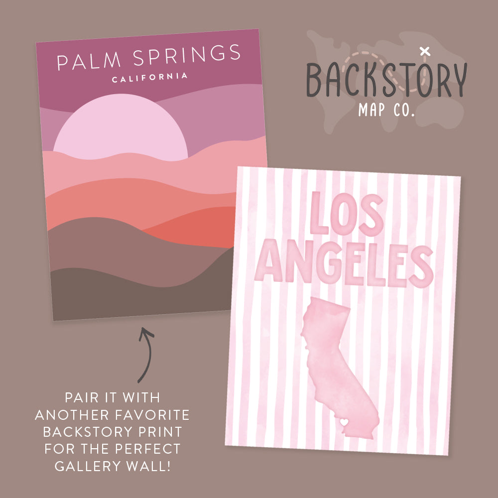 Los Angeles California Poster · Los Angeles Pink Pastel Wall Art