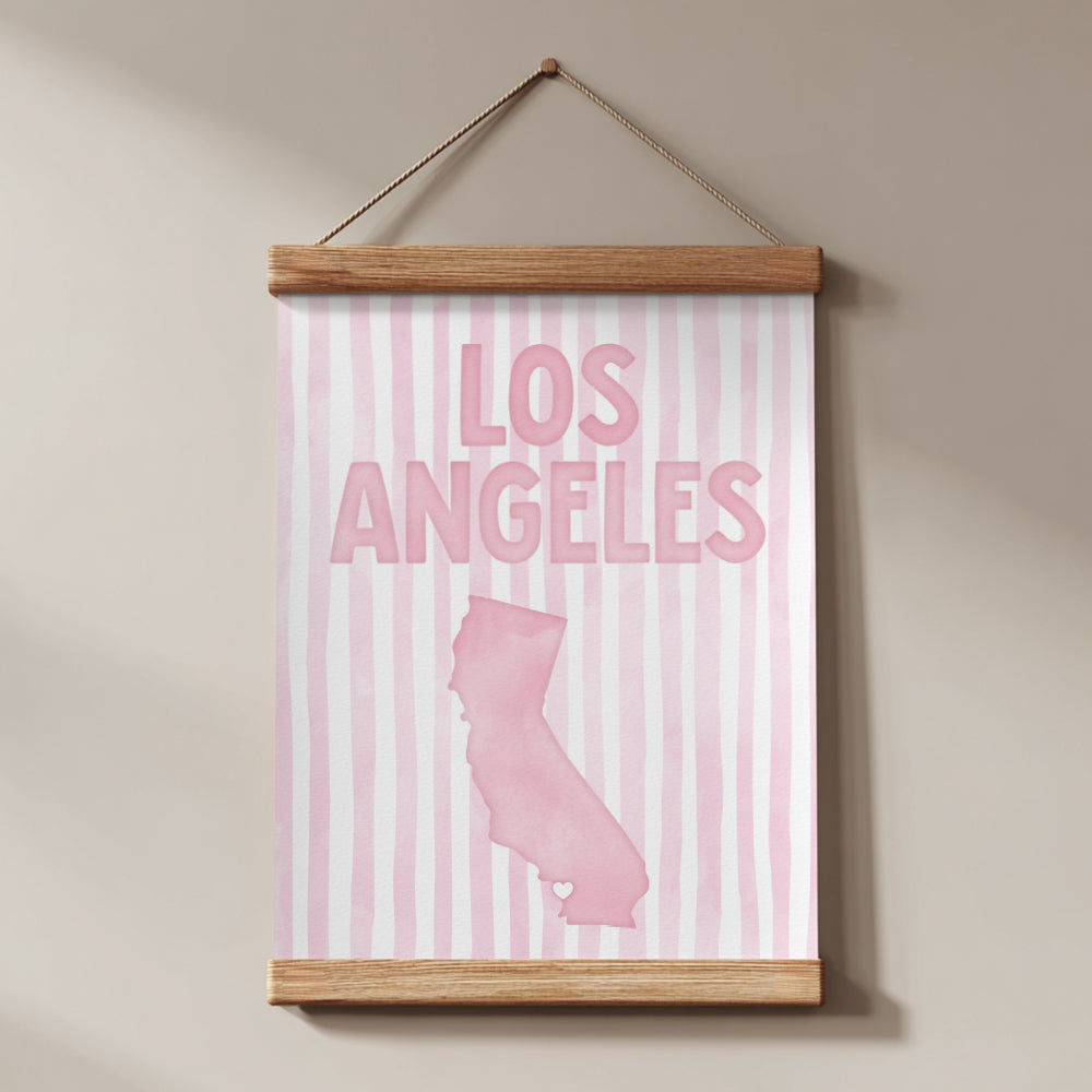 Los Angeles California Poster · Los Angeles Pink Pastel Wall Art