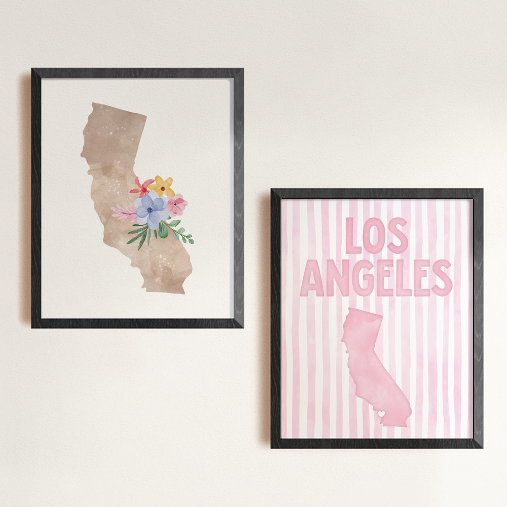 Los Angeles California Poster · Los Angeles Pink Pastel Wall Art