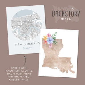 louisiana map wall art