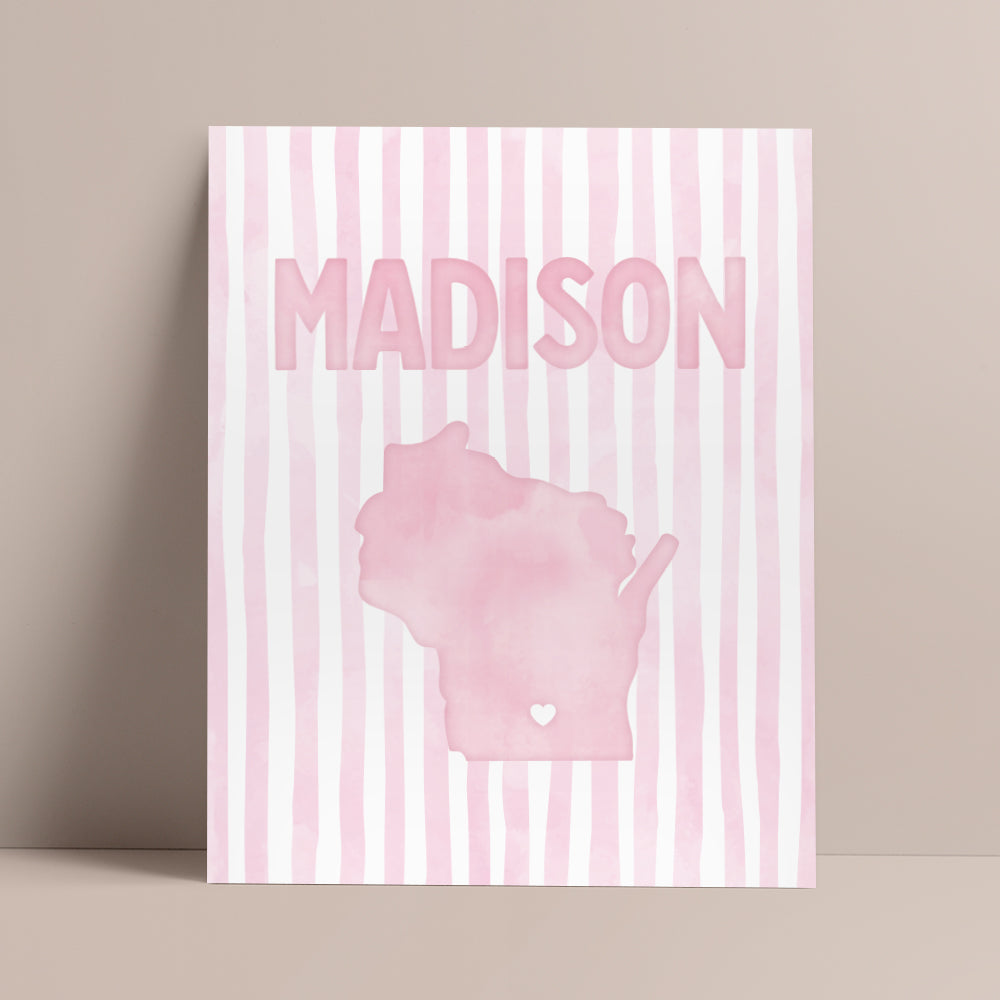 Madison Wisconsin Poster · Madison Wisconsin Pink Pastel Wall Art