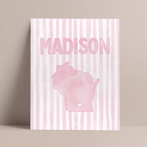 Madison Wisconsin Poster · Madison Wisconsin Pink Pastel Wall Art