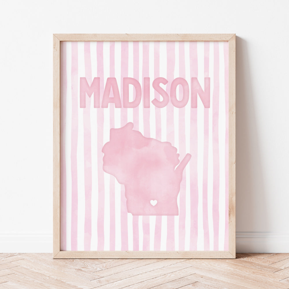Madison Wisconsin Poster · Madison Wisconsin Pink Pastel Wall Art