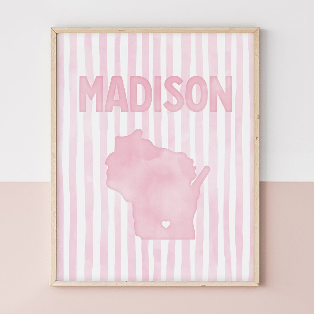 Madison Wisconsin Poster · Madison Wisconsin Pink Pastel Wall Art