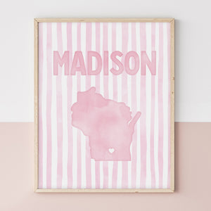 Madison Wisconsin Poster · Madison Wisconsin Pink Pastel Wall Art