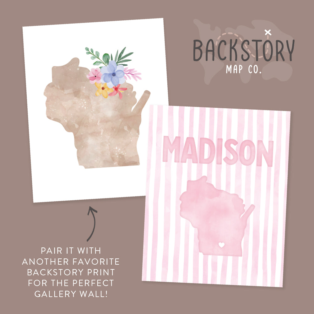 Madison Wisconsin Poster · Madison Wisconsin Pink Pastel Wall Art