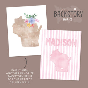 Madison Wisconsin Poster · Madison Wisconsin Pink Pastel Wall Art