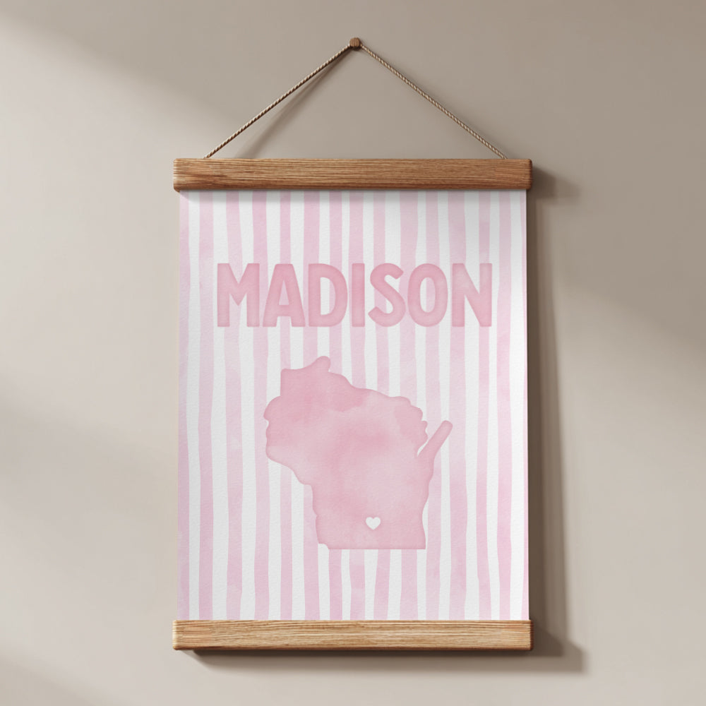 Madison Wisconsin Poster · Madison Wisconsin Pink Pastel Wall Art