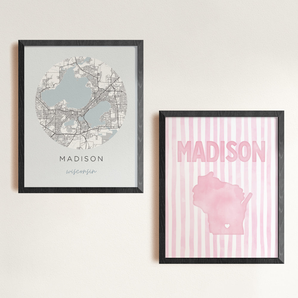 Madison Wisconsin Poster · Madison Wisconsin Pink Pastel Wall Art