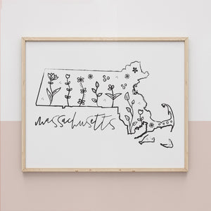 massachusetts map print