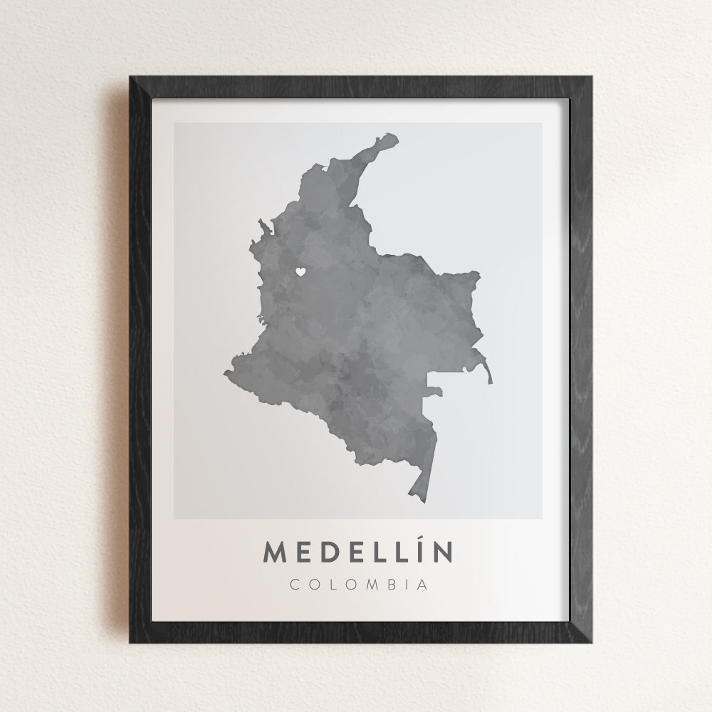 medellin colombia map art print