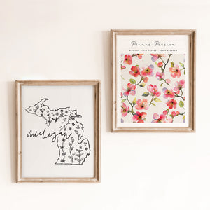 michigan floral map print