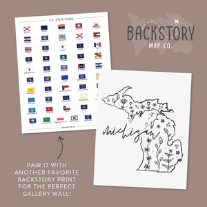 michigan floral map posters